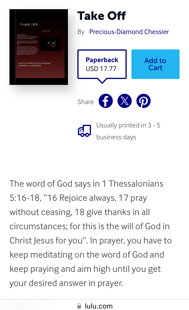 Purchase My New Book , “Take Off” on&nbsp;Lulu.com